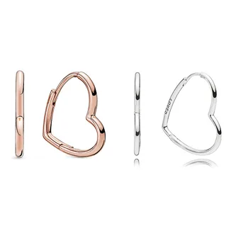 

925 Sterling Silver Geometric Circle Square Triangle Earrings Asymmetrical Heart Hoop Earrings For Women Jewelry Oorbellen