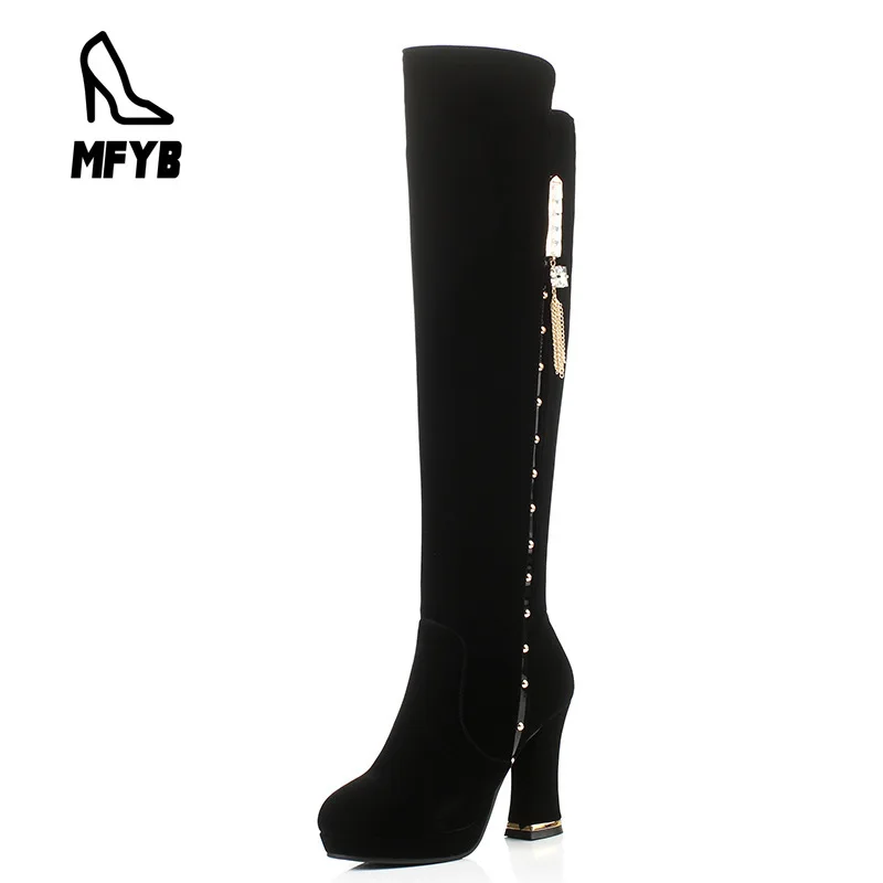 

MFYB Women's boots 2019 winter new fashion waterproof platform super high heel women's shoes rivet high boots