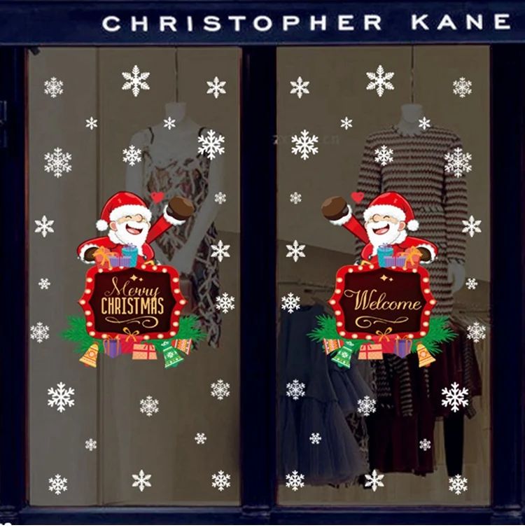 QIFU рождественские украшения Новогодние наклейки на окно Новогодние украшения Новогодние стеклянные наклейки рождественские украшения