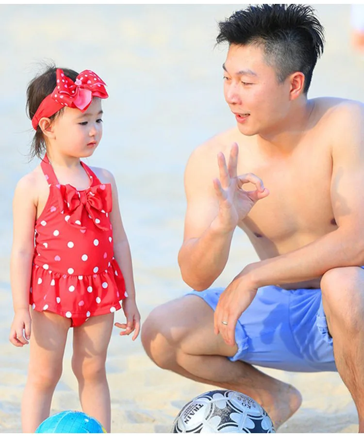 

KID'S Swimwear Women's Infant Baby One-piece Princess Dress Dotted Red Olivia Celebrity Style Cute Bow Swimming Suit