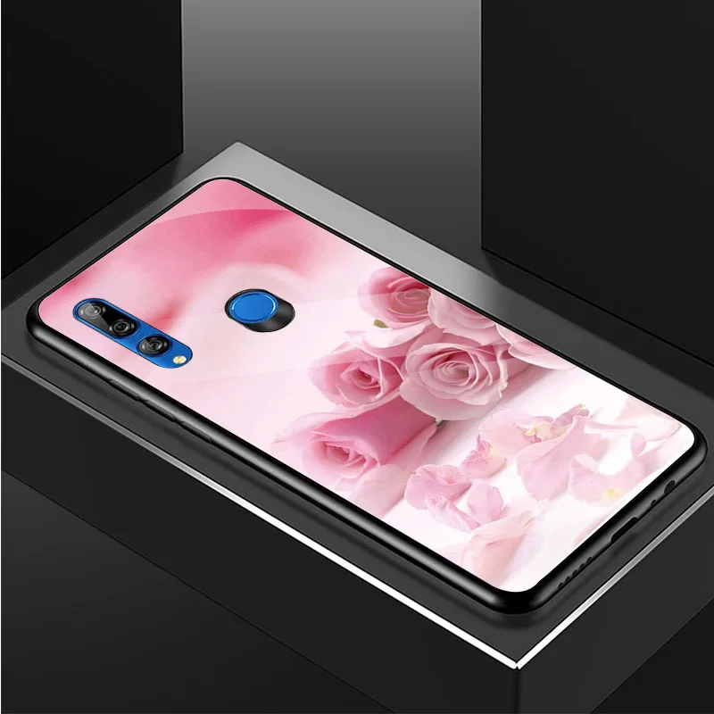 huawei silicone case Valentine's day roses Tempered Glass Phone Case For Huawei honor 8X 9 10i 20i 20Lite 20Pro 30 Pro Cover Shell huawei pu case