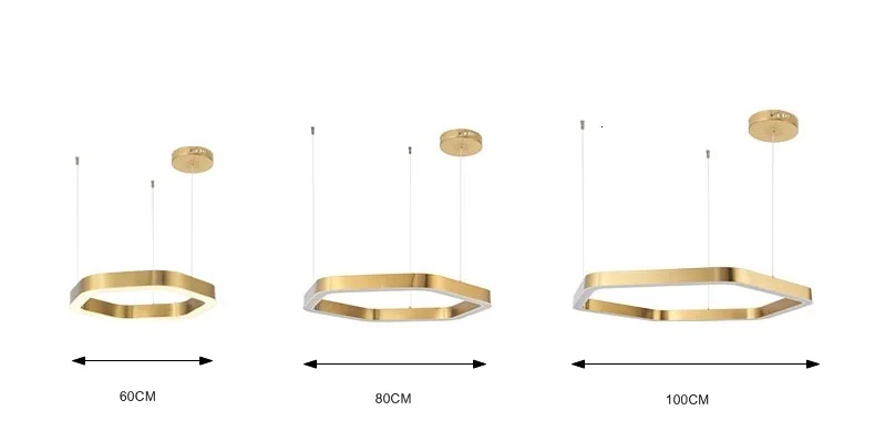 LOFAHS, современный светодиодный светильник, роскошное Золотое сочетание, шестиугольник для гостиной, светодиодный светильник, подвесные светильники, кольцевые люстры