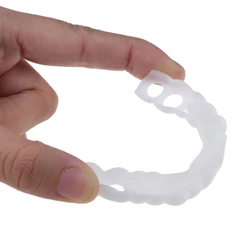 

Hot 3PCS Denture Teeth Whitening Fake Tooth Cover Comfort Fit Snap On Silicone Beauty Veneers Teeth Upper Cosmetic Teeth