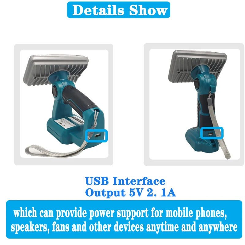 18V 2000LM Lamp Work Light Spotlight Light USB Flashlight for Makita 12W 18W Li-ion Battery BL1830 BL1430 BL1845 LXT400 portable led work light