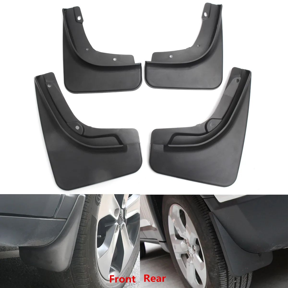 4PCS Black Plastic Auto Mudflaps Car Front&Rear Molded Mud Flaps Fenders Splash Guards Mudguards for Jeep for Compass 17-18