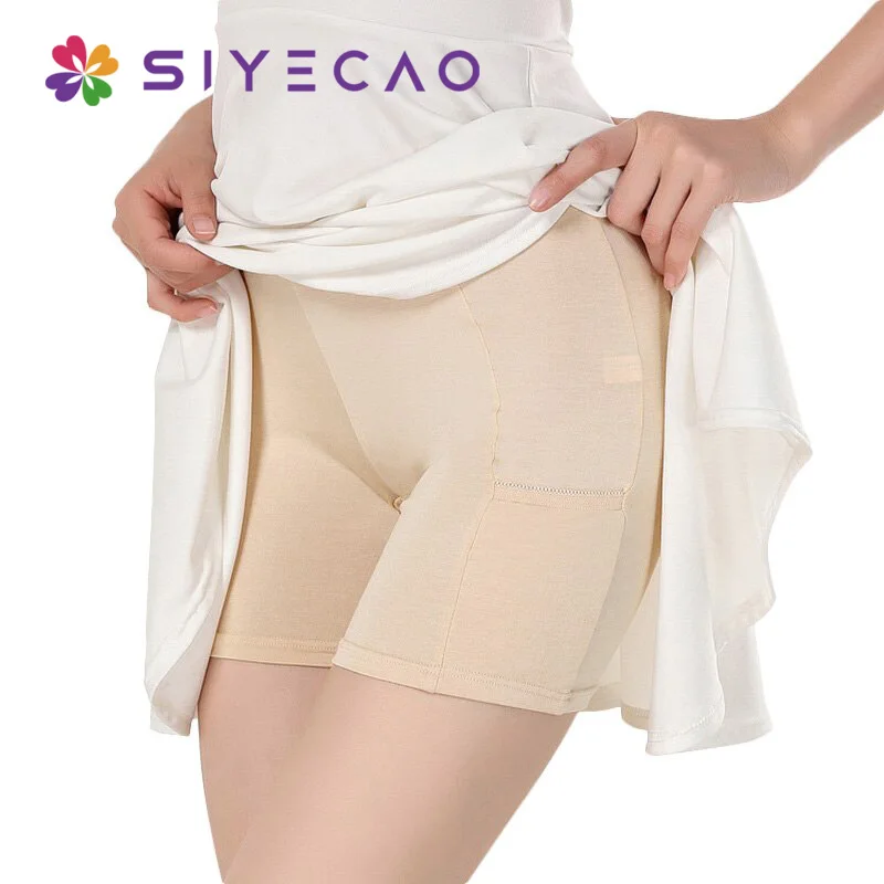 New Women Soft Cotton Lace Seamless Safety Short Pants Summer Ladies Under Skirt Shorts Modal Comfort With Pockets Short Tights