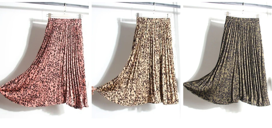 Леопардовые Длинные Макси плиссированные юбки женские Kawaii осень зима миди длинные корейские элегантные с высокой талией трапециевидной формы солнце юбка женская