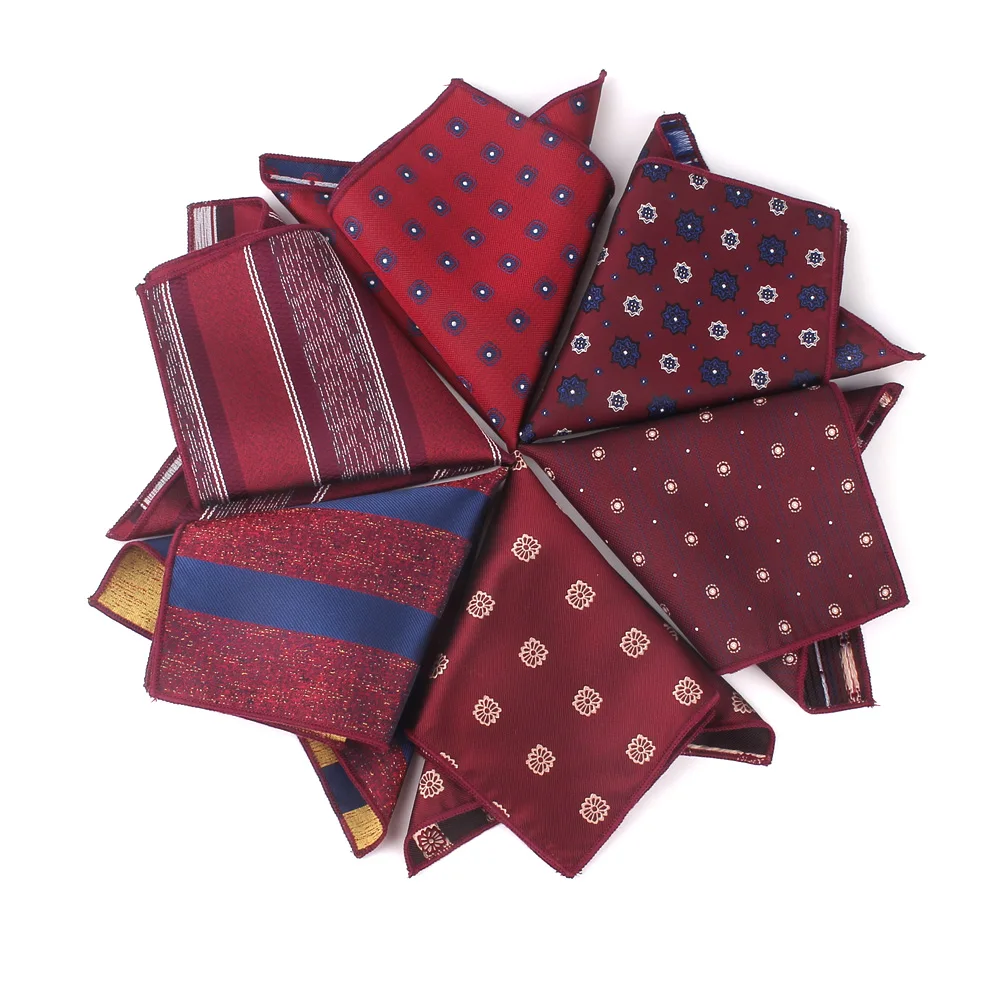 

Wine Red Pocket Square For Men Women Striped Chest Towel Wedding Hanky Gentlemen Hankies Men's Suits Handkerchief Pocket Towel