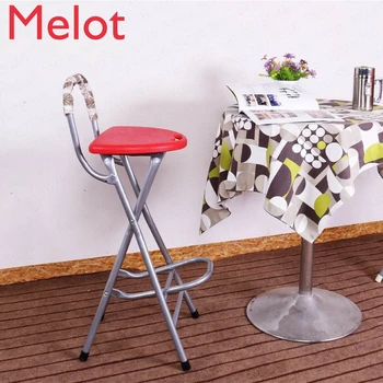 

High Leg Stools with Back Folding Balcony Stool Bar Stool Portable Front Desk Chair bearing 90kg,W
