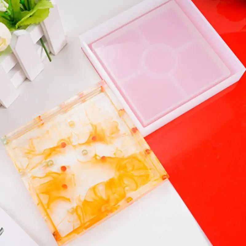 Силиконовая полимерная форма квадратная круглая шестиугольная эпоксидная форма с мерной чашкой деревянная палка DIY Coaster украшения дома аксессуары