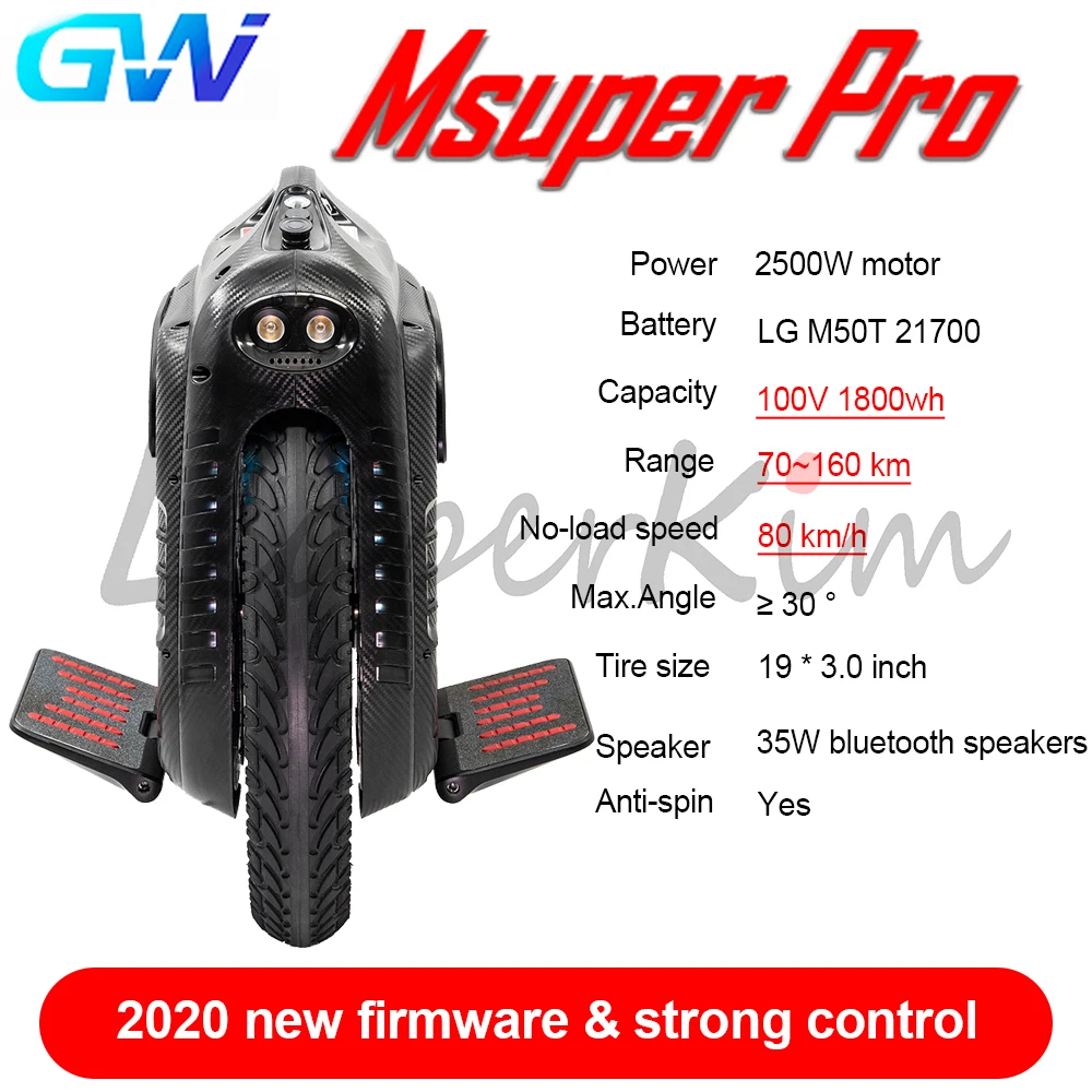 Продажа GotWay Msuper pro 100В 1800wh 900wh 18 дюймовый Одноколесный велосипед 2500 Вт мотор 21700