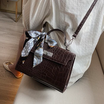 

Ladies Crocodile Leather Crossbody Bag Leather Fashion Ladies Handbag Retro Women Shoulder Bag Large Capacity Women's Purses