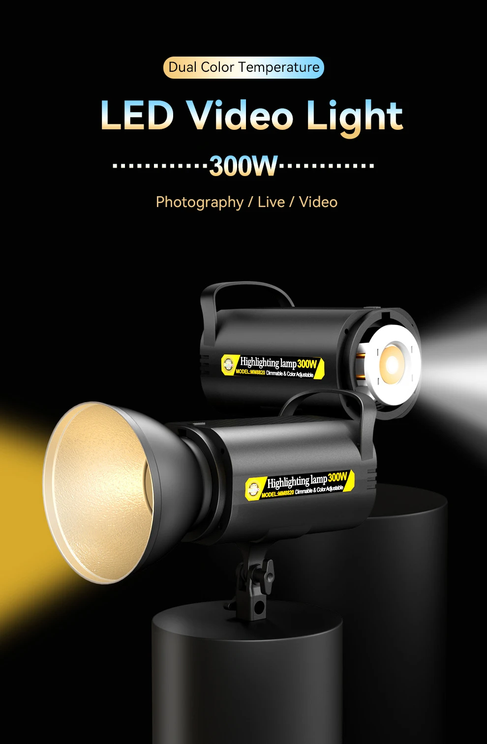 LED Video Light Photography Lamp 100W 3200-5700K Brightness Dimmable Lighting For Studio Video Shooting Portrait Live Streaming