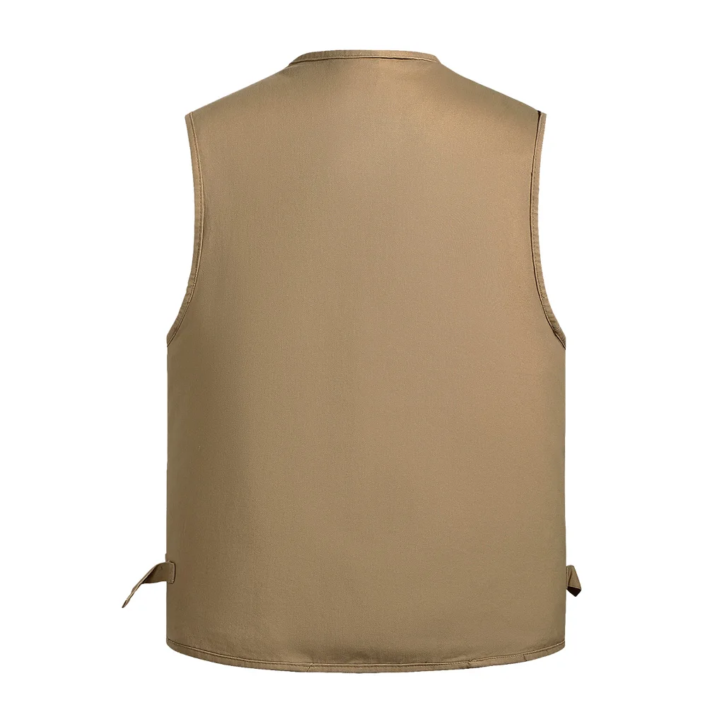 ZOZOWANG Spring And Autumn Cotton Outdoor Waistcoat Multi-pocket Jacket Men's Fishing Photography Vest Large Size  4XL