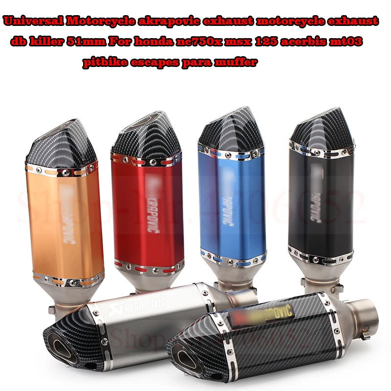 Универсальный выхлоп для мотоцикла akrapovic, выхлоп для мотоцикла db killer 51 мм для honda nc750x msx 125 acerbis mt03 pitbike