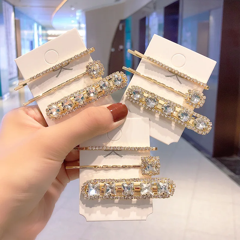 

3Pcs/Set Luxury Crystal Hair Clips for Women Colorful Rhinestone Hairpins Wedding Bride Lady Headwear Bezel Hair Accessories