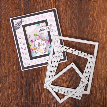 

Kokorosa Dog Footprint Frame Cutting Dies 2020 Photo Frame Dies Scrapbooking for Card Making Embossing Stencil Craft DIY Die Cut