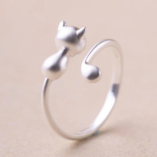 Silver Rings Silver Ring 925 Sterling Silver Grind arenaceous cat Open Rings For Women