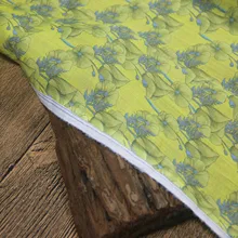 Рами с хлопком и льняным принтом зеленые цветы Ткань Весна Лето ткань для юбки платья tissu doux tela suave 0,5 метра