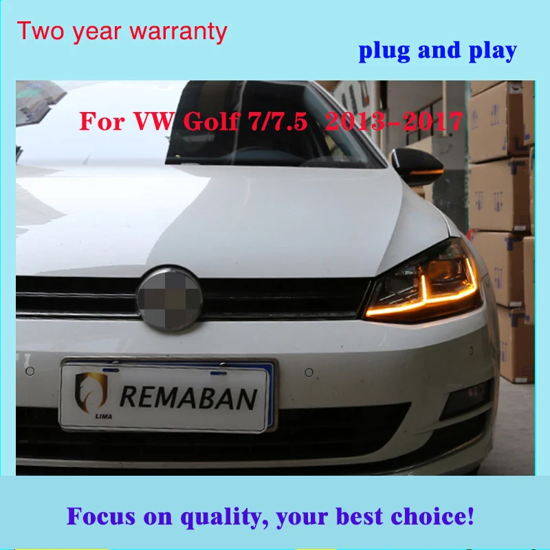 Автомобильный Стайлинг для Golf 7/7. 5 MK7 светодиодный налобный фонарь Golf7 2013- DRL Hid динамический сигнал головная лампа Биксеноновая фара аксессуары
