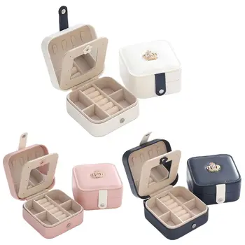 

Simple Creative Travel Portable Jewelry Box PU Earrings Ear Studs Ring Bracelet Storage Case