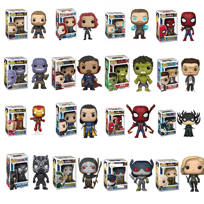 Funko pop Marvel Мстители Железный человек Капитан Америка Тор Черная Вдова Халк Локи модель человека-паука оригинальная коробка игрушки на день рождения