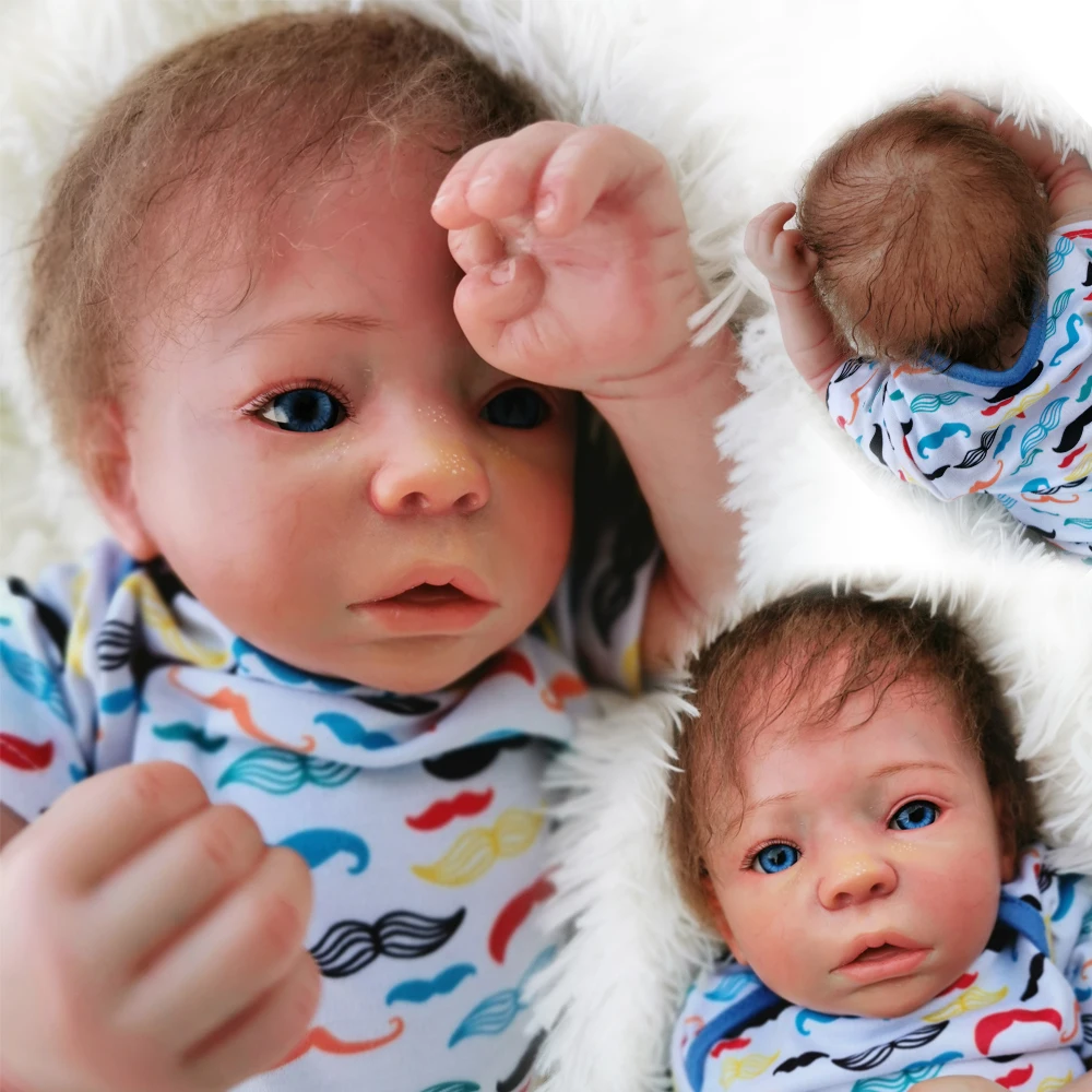 Изысканный Силиконовый Reborn Baby Dolls, голубые глаза, Реалистичная игрушка bebe reobrn, 45 см, Реалистичная кукла-мальчик, подарок для детей