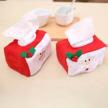 Рождественская стильная тканевая коробка с изображением Санта-Клауса и снеговика, прочный держатель для салфеток, Рождественское украшение для дома