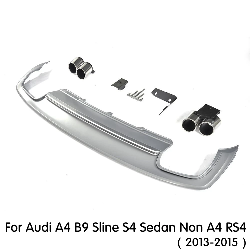 PP Диффузор, губа на задний бампер выхлопной трубы для Audi A4 B8 стандартный бампер/Sline Бампер 2009 - Цвет: For A4 B9 Sline