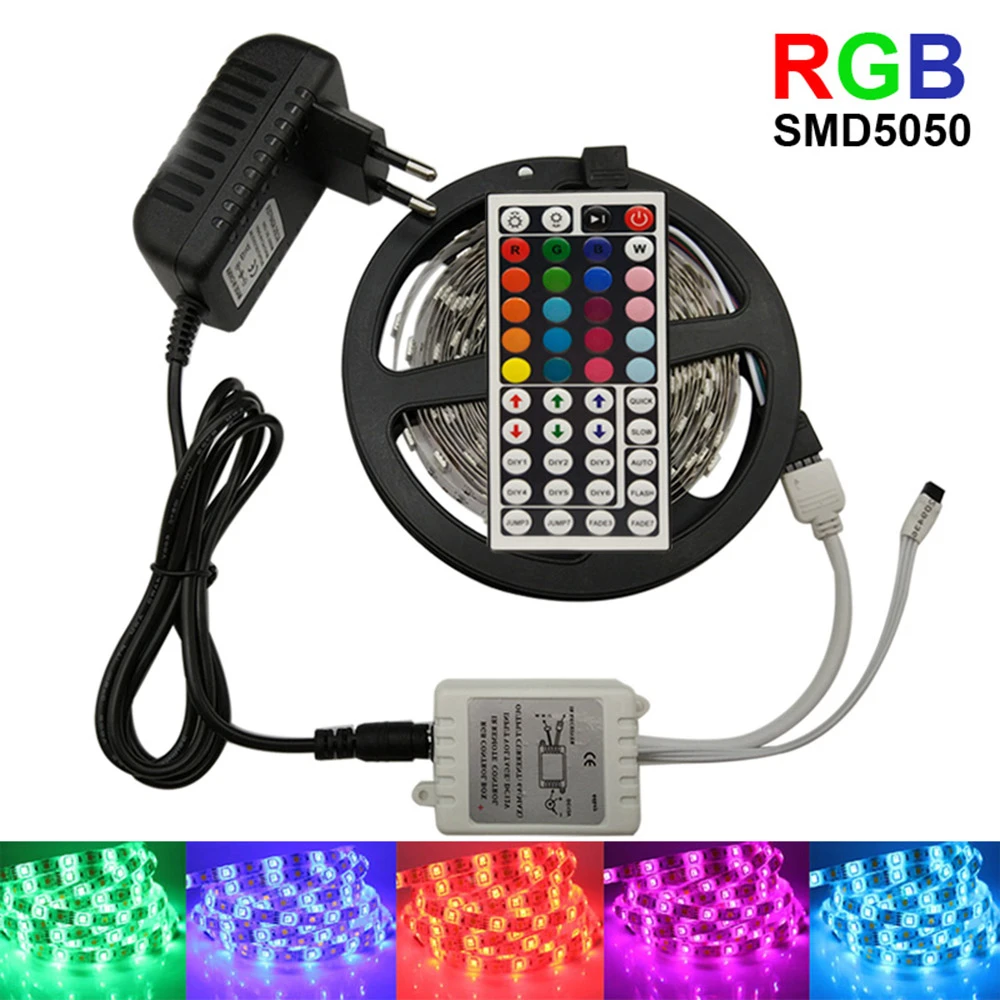 5m led serit isiklar su gecirmez ip65 rgb serit led seritler diy 44 tuslari ir uzaktan kumanda festival partisi icin led strips aliexpress