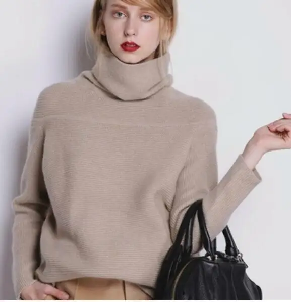 Womens High Loose Tops Neck Winter Cashmere