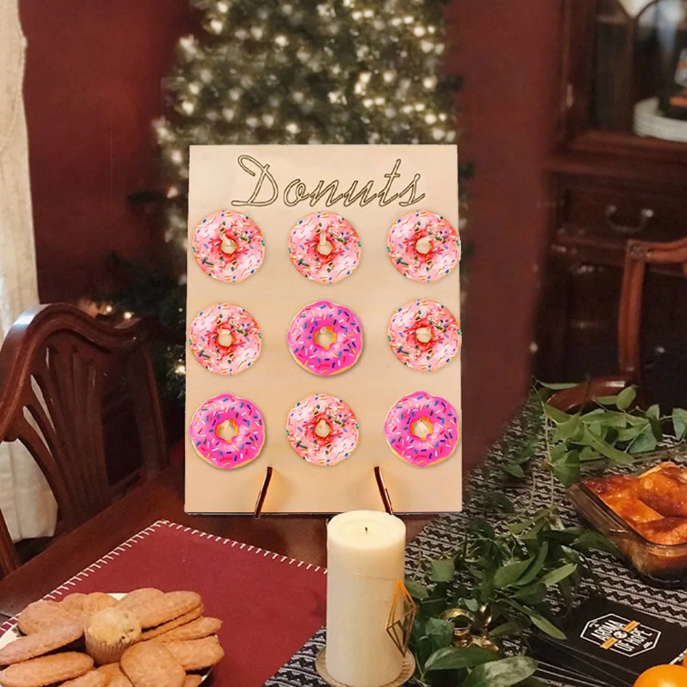 

Recyclable Wooden Donut Frame Dessert Shelf Wedding Supplies Decoration Birthday Party Decor Baby Shower Festival Home Crafts