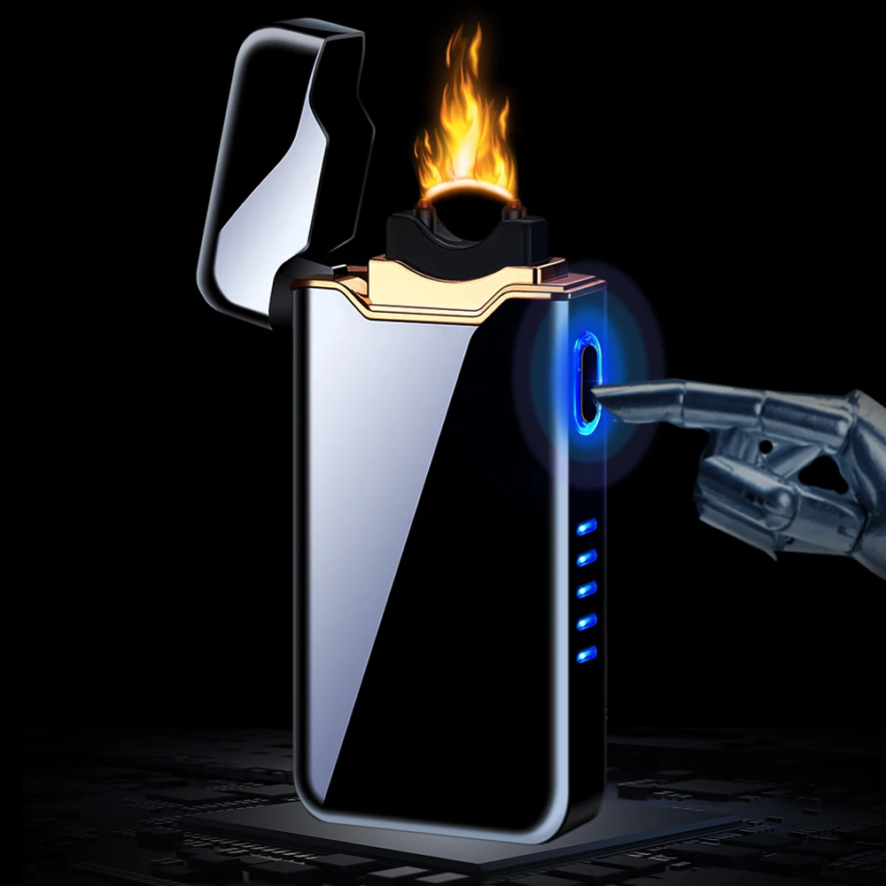 Электрическая USB-зажигалка с принтом Супер пламя мощная сенсорная плазменная