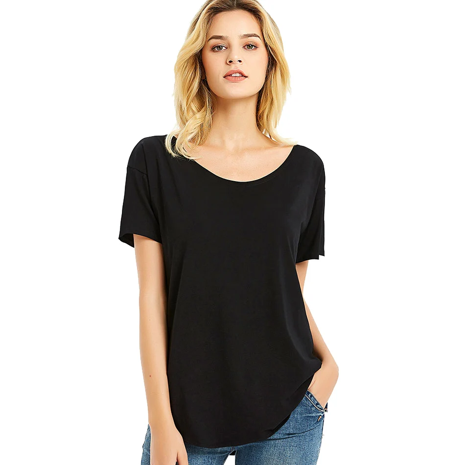 

Ladies Plain Top Tee Womens O Neck Short Sleeve T Shirts Solid Basic Loose Cotton Casual