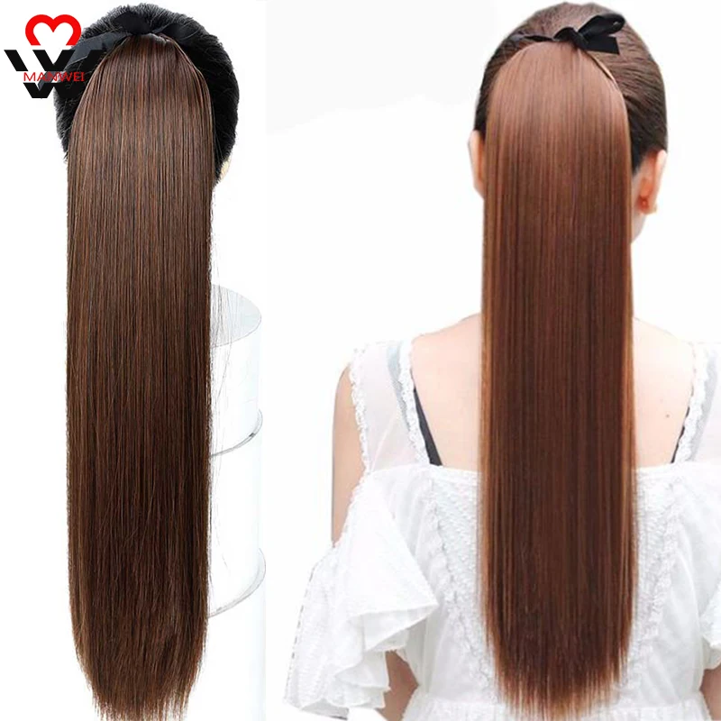 MANWEI85cm волосы для наращивания хвостиком хвост шиньон длинные прямые