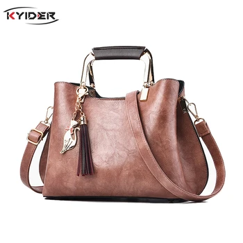 

Luxury Quality Women Leather Casual Tote Vintage Tassel Female Shoulder Bag Brand Sequined Women Handbags Messenger Bag KYIDER