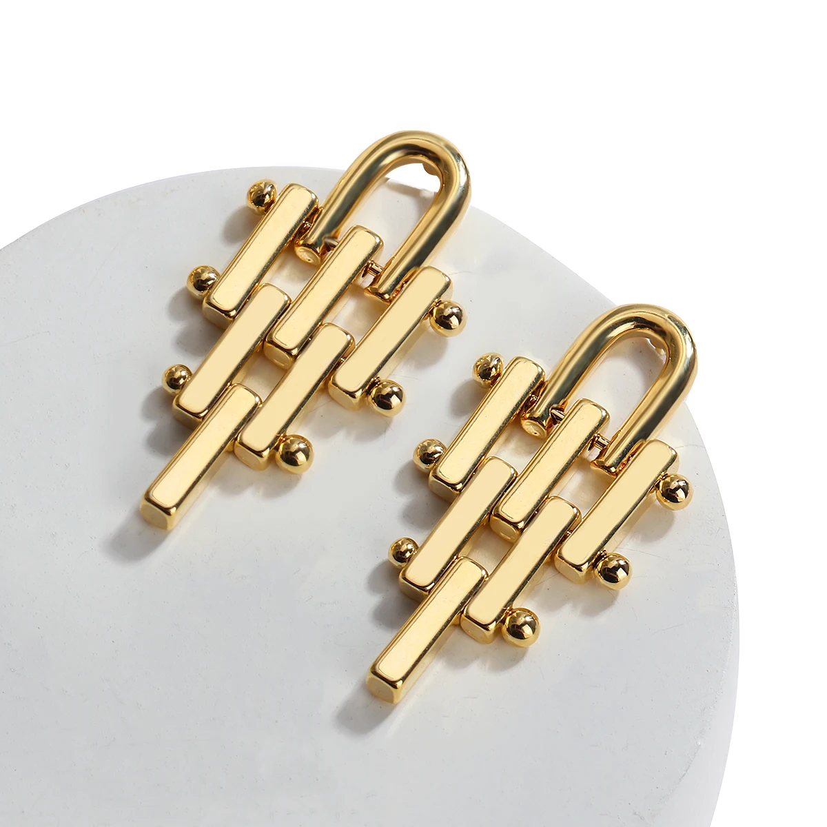 AENSOA Fashion Metal Geometric Women Drop Earrings Unique Design Hollow Dangle Earrings for Women Girls Punk Earrings Brincos - Image 4