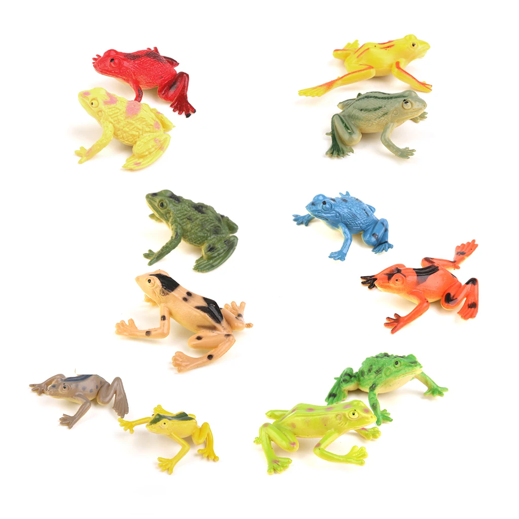 12pcs Assorted Plastic Frog Toad Amphibian Animal Figure Kids Learning Toy Gift