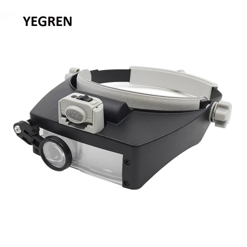

5 LED Lamp Headband Magnifier Cold Light Warm Light Magnifying Glass Head Wearing Magnifier Loupe for Reading Repairing 1.5X 11X