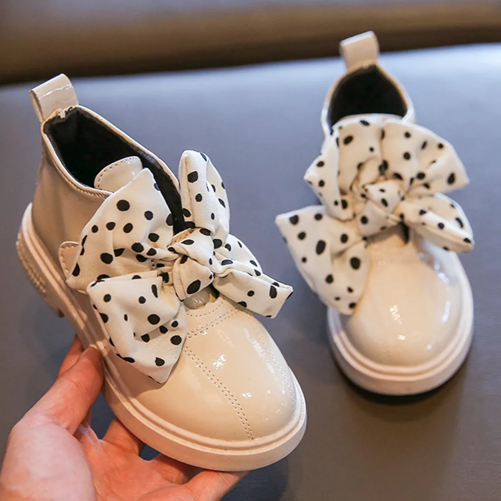 Children‘s Kid Baby Girls Boys Boots Ankle Sport Short Big Dot bow Bootie Casual Shoes Fashion Kids shoes Sapato bota infantil