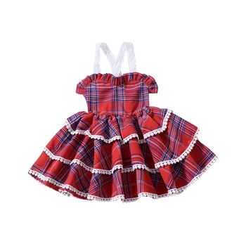 

1 to 5 Years Old Cute Plaid Girl Cotton Plaid Girls Layered Dress