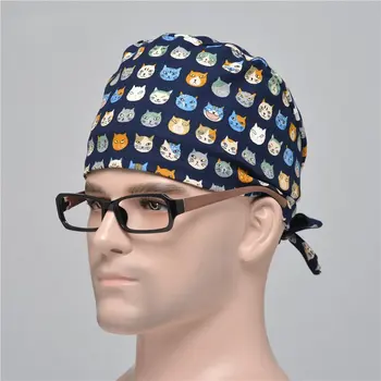 

Doctor Printed Caps New Hospital Operating Room Cute Cartoon Animals Pattern Unisex Adjustable Cotton Medical Accessories Caps