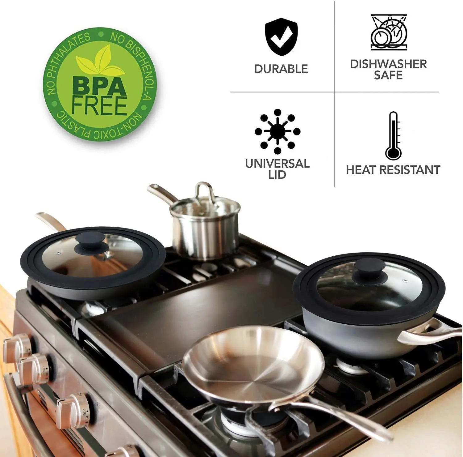 Multifunctional Tempered Glass Pot Cover Explosion-Proof Anti-Fall Visual Silicone Edge Pot Cover Cookware Accessories pot lid cover