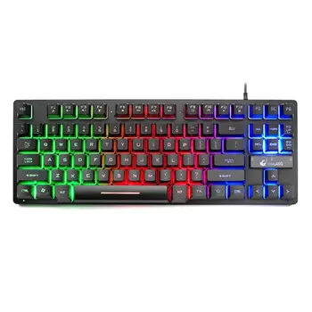 

Gaming Keyboard 87 Keys Keyboard for PC / Laptop GamerSeven-Color Backlit Wired Keyboard