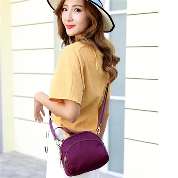 

High Quality Women Shoulder Casual Bags 2020 New Waterproof Nylon Messenger Bags Tote Small Solid Color Handbag