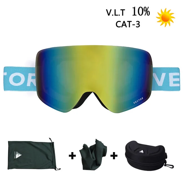 VECTOR Brand Ski Goggles Men Women Double Lens UV400 Anti-fog Skiing Eyewear Snow Glasses Adult Skiing Snowboard Goggles - Цвет: Sky blue