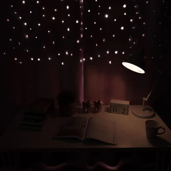 

2pcs Modern Decoration Soft Home Curtain Living Room Blackout Star Eyelet Window Kids Baby Room Blinds Light Blocking