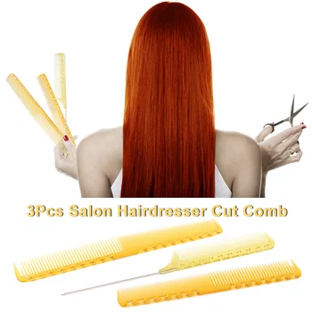 

3Pcs Salon Hair Comb Hairdresser Cut Comb Kit Plastic Hair Cutting Comb Professional Barber Hairdressing Comb