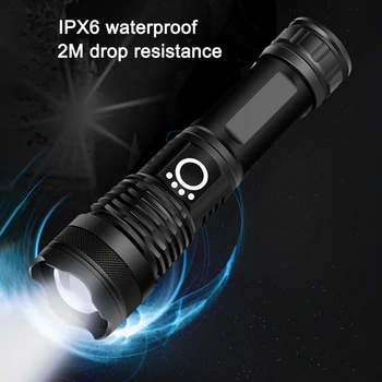 

Most Powerful XHP50.2 LED Flashlight Rechargeable USB Zoomable Bright light Torch 18650 26650 Hunting hand lamp for Fishing
