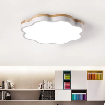 

Nordic wooden ceiling lamp Dimmable Led Ceiling Lights Round 40-60 size diameter Ultra-thin 6 cm high 7 colors Iron art macaron